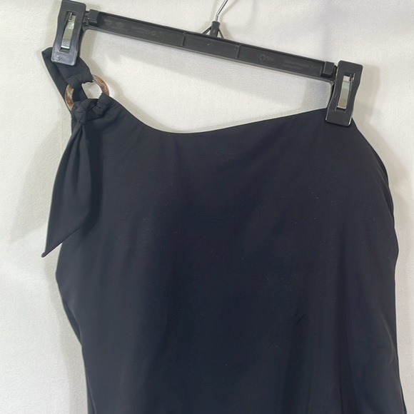 Seafolly One Shoulder One-piece Swimsuit Black Maillot Size 12 EUC - Picture 2 of 15